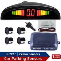 Car Parking Sensors Parking Kit 22mm 4 Sensors LED Display Backlight Reverse Backup Radar Monitoring System 6 Colors 12V