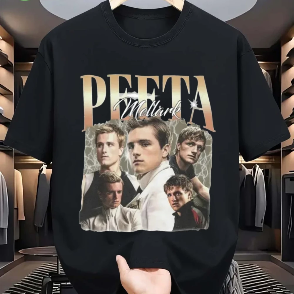 Lässiges, trendiges Peeta Mellark Grafik-T-Shirt im Vintage Y2K-Stil für Damen und Herren, Baumwoll-T-Shirt, Sommer, Frühling, Oversize, Neuheit, lockere Oberteile
