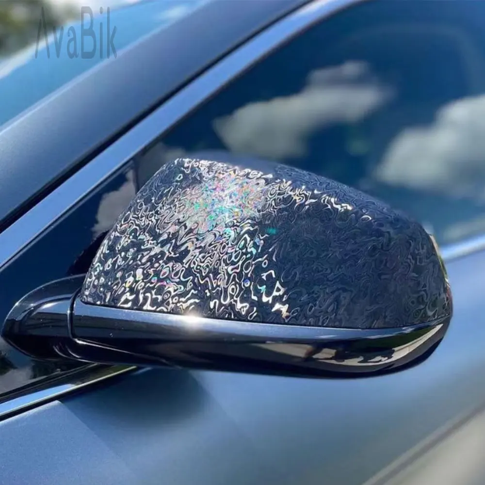 Pegatina de fibra de carbono con textura de fantasma para capó de motor de coche, cubierta de película de vinilo envolvente, tuneado automático, arcoíris