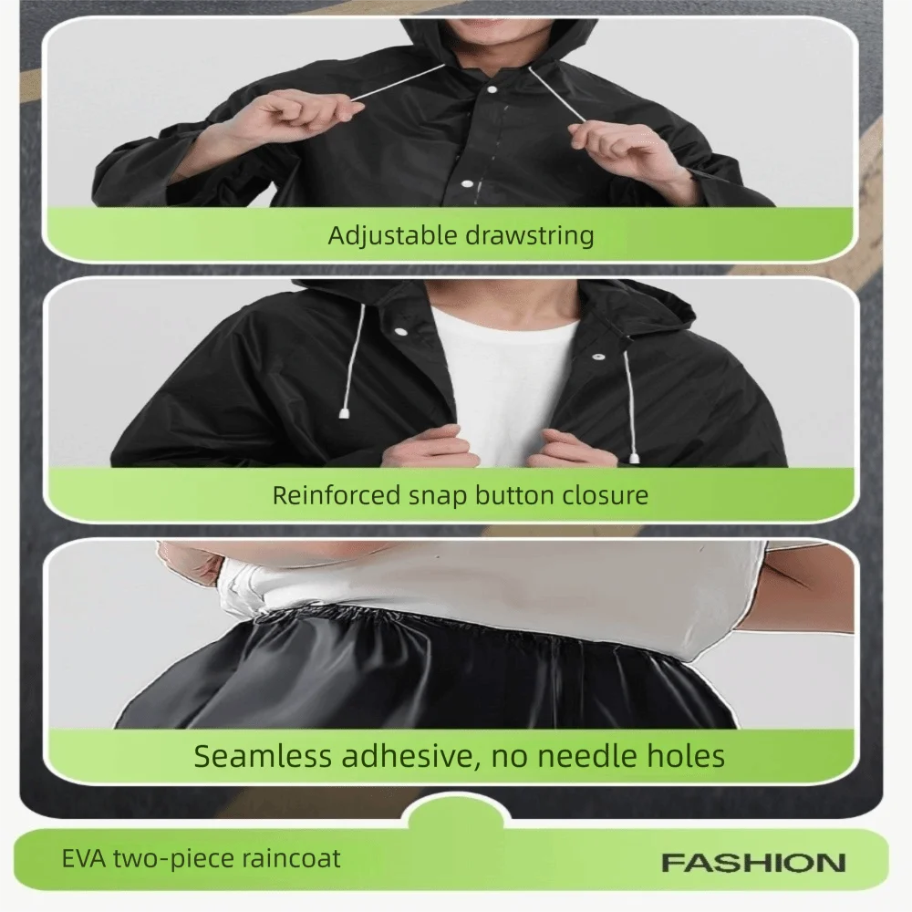 Eva Raincoat Set Windproof Full Coverage Cycling Raincoat Strengthen buttons Adjustable Rain Cover Outdoor Activities