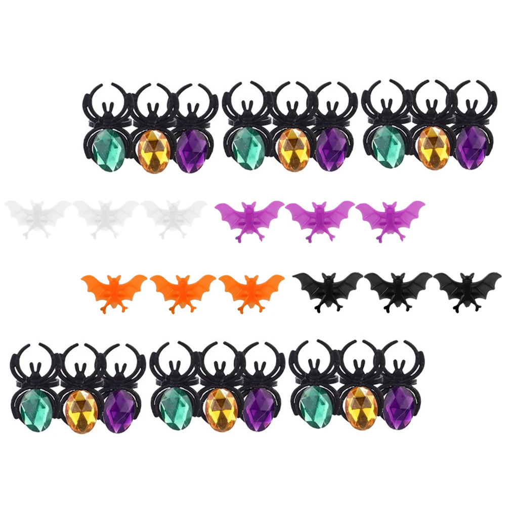 

40 Pcs Halloween Ring Props Creative Plastic Flashing Simulated Spider Finger Children Rings Decoration for