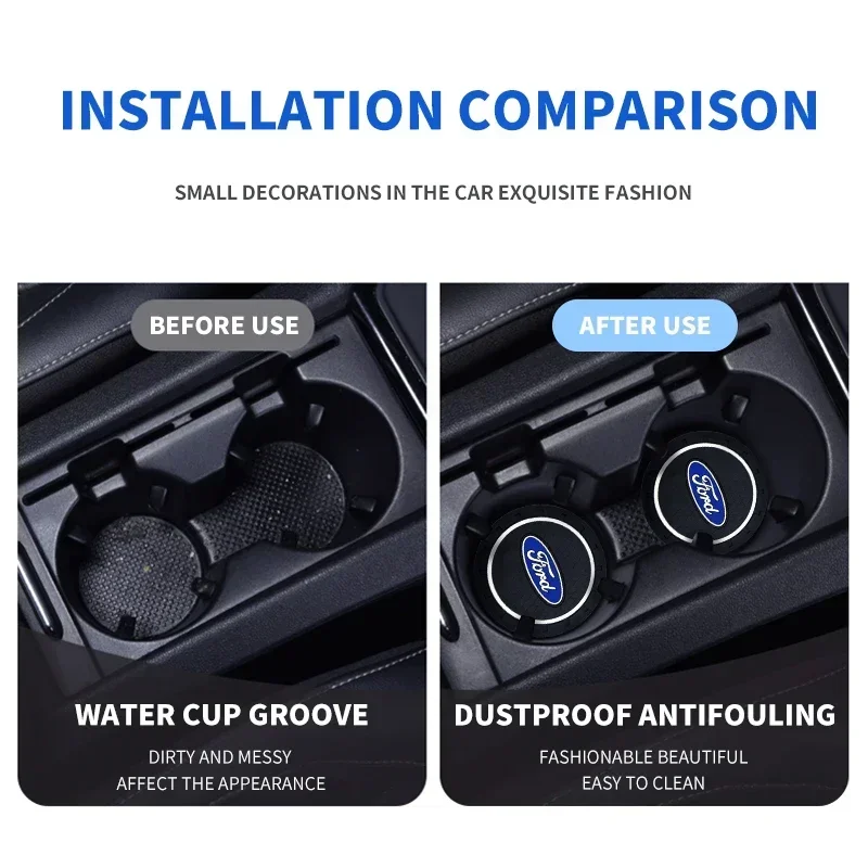 New Car Coaster Water Cup Bottle Holder Anti-slip Pad Mat Silica Gel Bottle Holder Pad For Ford Ranger Focus Kuga Mustang Mondeo