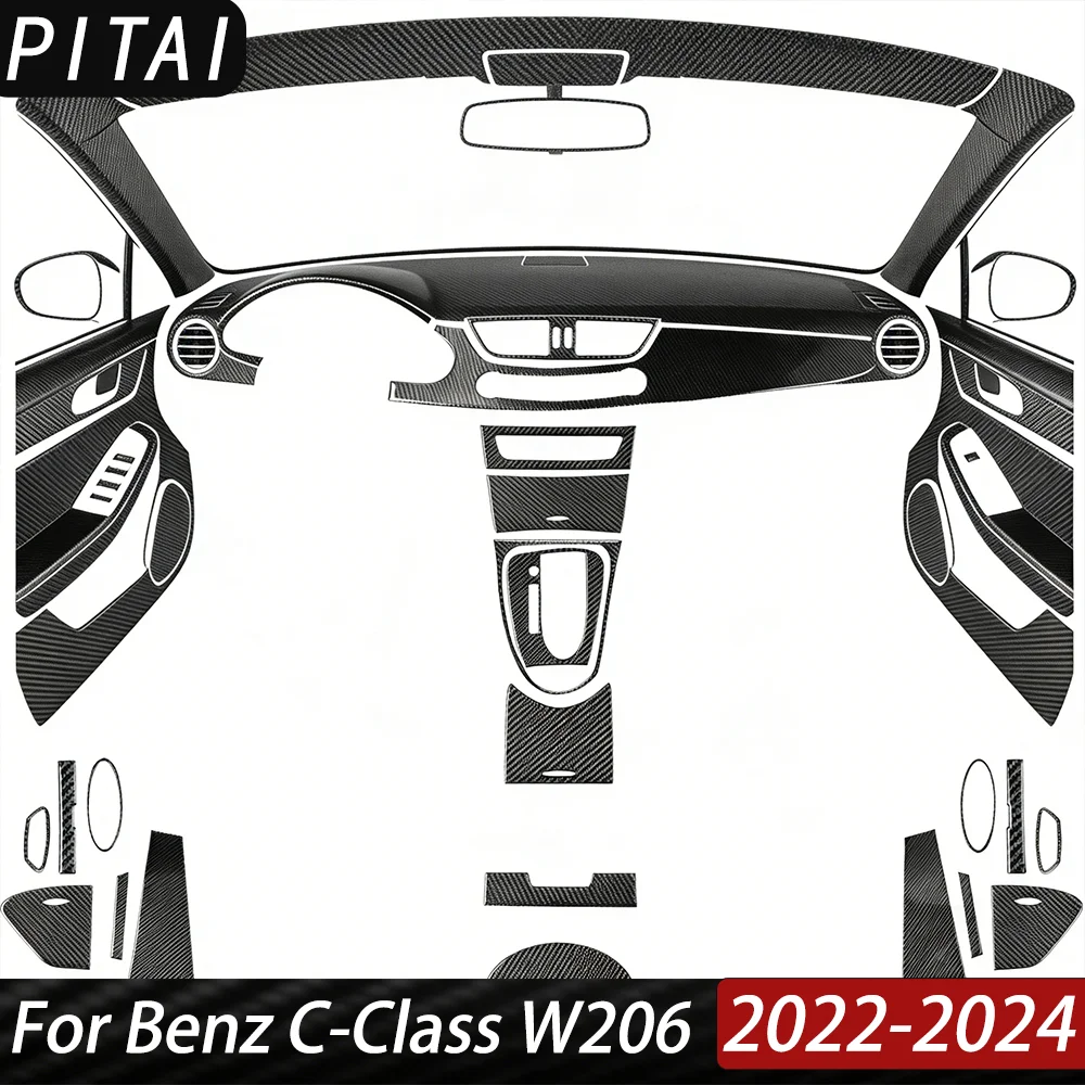 Carbon Fiber Interior Full Set For Mercedes-Benz CLS C219 2004-2009 Gear Shift Panel Window Lift Air Vent Dashboard Trim Sticker