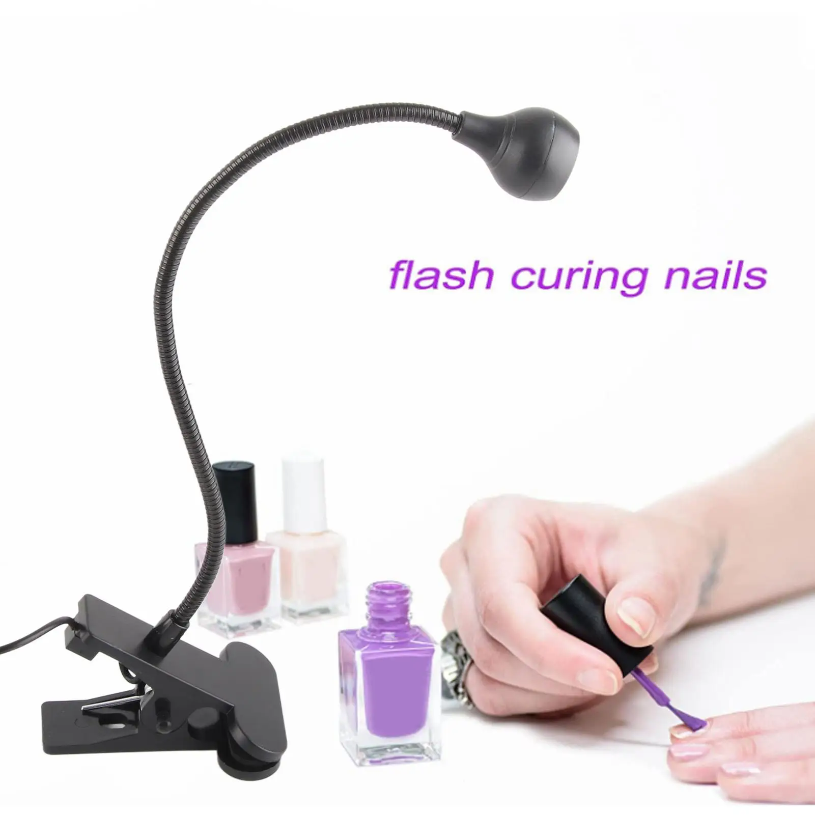 Mini Lampa UV do Paznokci Przenośna Klips do Utwardzania Regulowana Szyjka Gęsia 360 Stopni Suszarka do Paznokci do Lakieru Hybrydowego Narzędzia do Manicure