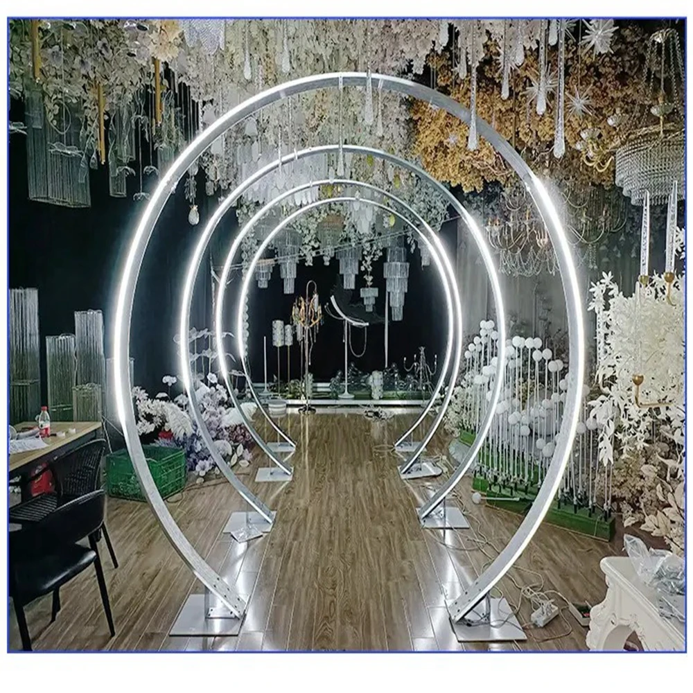 280x320cm )Chandelier Stand Arc Hanging acrylic  bead  Candle Holders table Arch Backdrop Stand for Wedding Party