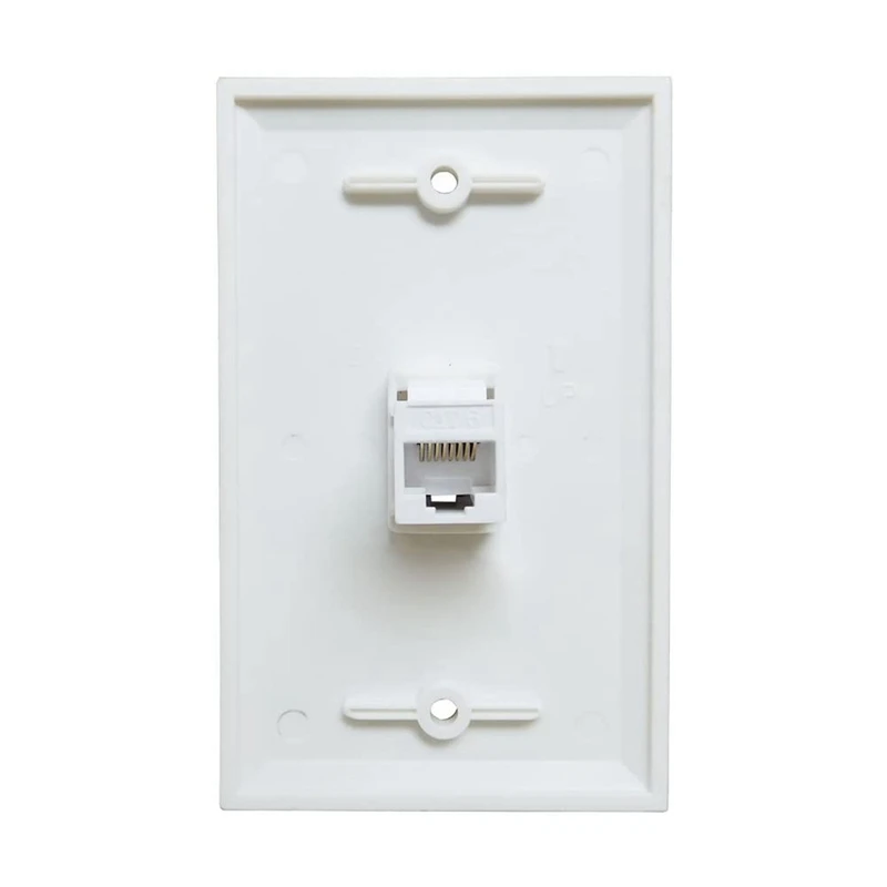 Placa de pared Ethernet de 1 puerto, placa de pared Keystone Jack con inserto de acoplador en línea RJ45 hembra a hembra, paquete de 2