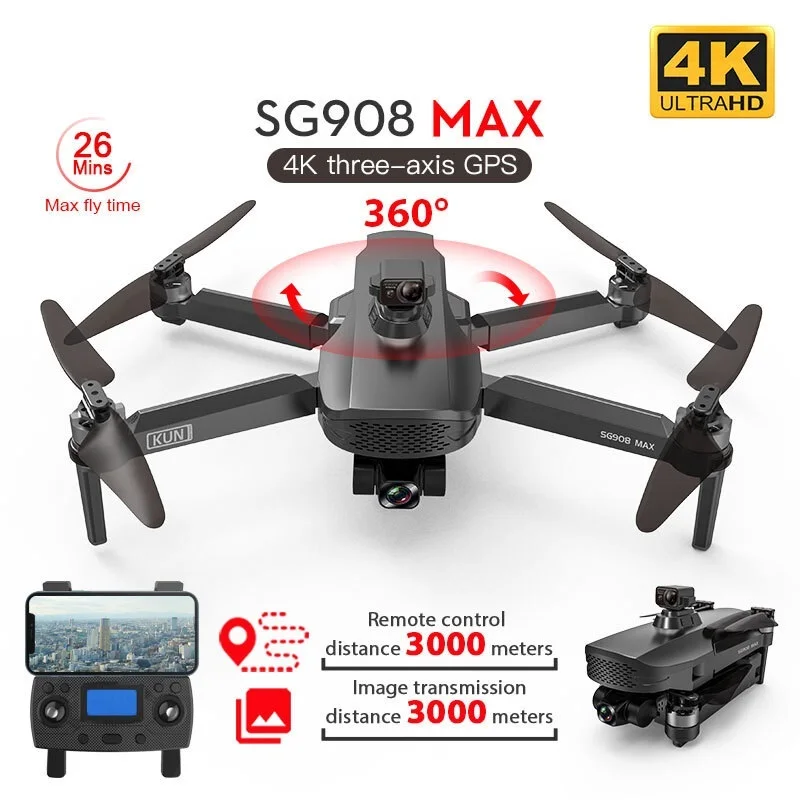 

Top SG908 / 908Pro / SG908 MAX 4K Profesional Camera Drone With WiFi 3KM GPS 3-Axis Gimbal Obstacle Avoidance RC Quadcopter Dron