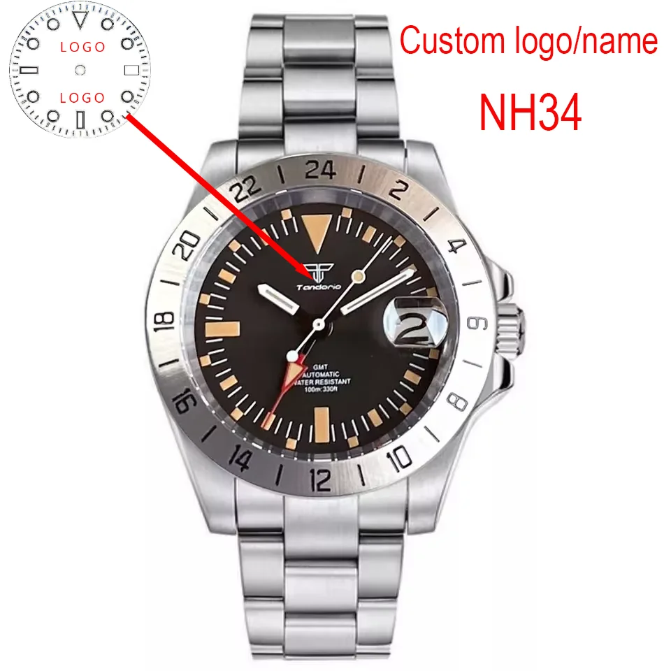 

Custom Tandorio New 40mm NH34 Movement Luxury Sport Design Men's Automatic GMT Watch Water-Resistant 100m Sapphire Glass Japan
