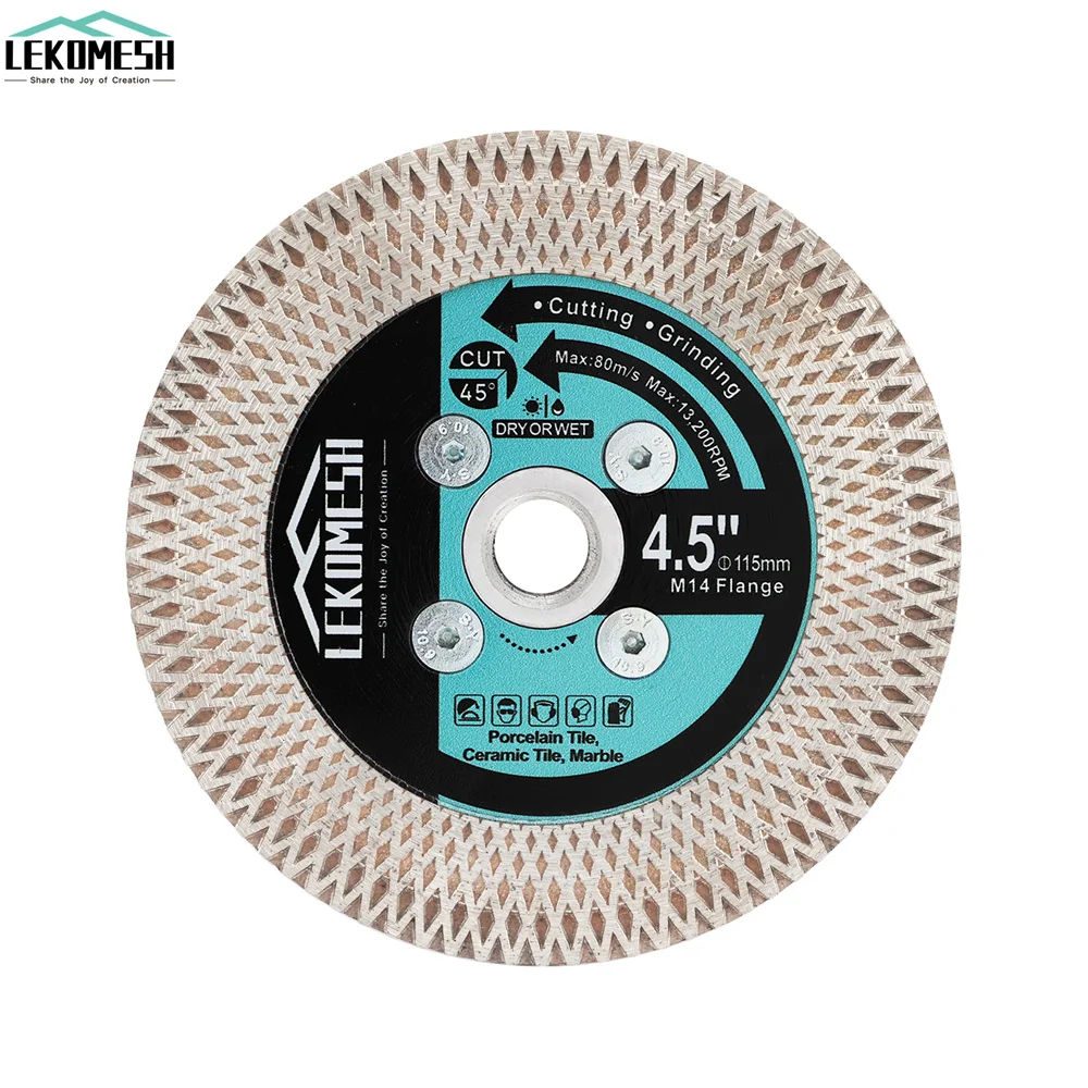 LEKOMESH 1pc 105-125mm Diamond Saw Blade Double-sided X Mesh Bore 5/8''-11/M14 Flange Tile Ceramic Marble Cutting Grinding Disc