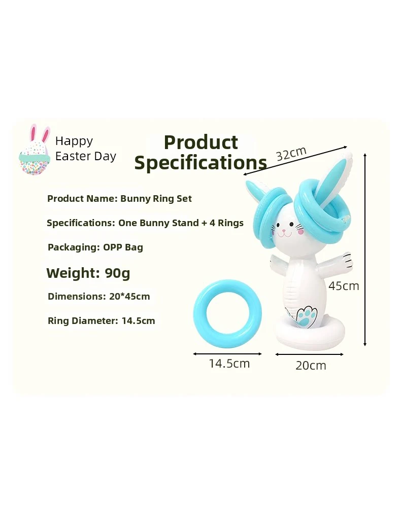 Easter Inflatable Bunny Ring Toss Game Kids Rabbit Egg Theme Party Toys Outdoor Indoor Carnival Game