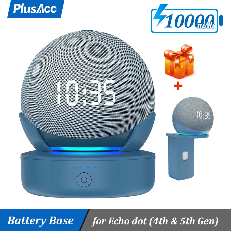 PlusAcc Battery Base for Echo Dot 4th 5th Gen Alexa Speaker 10000mAh Portable Power Bank for Echo Dot 5 Mount Charger Stand