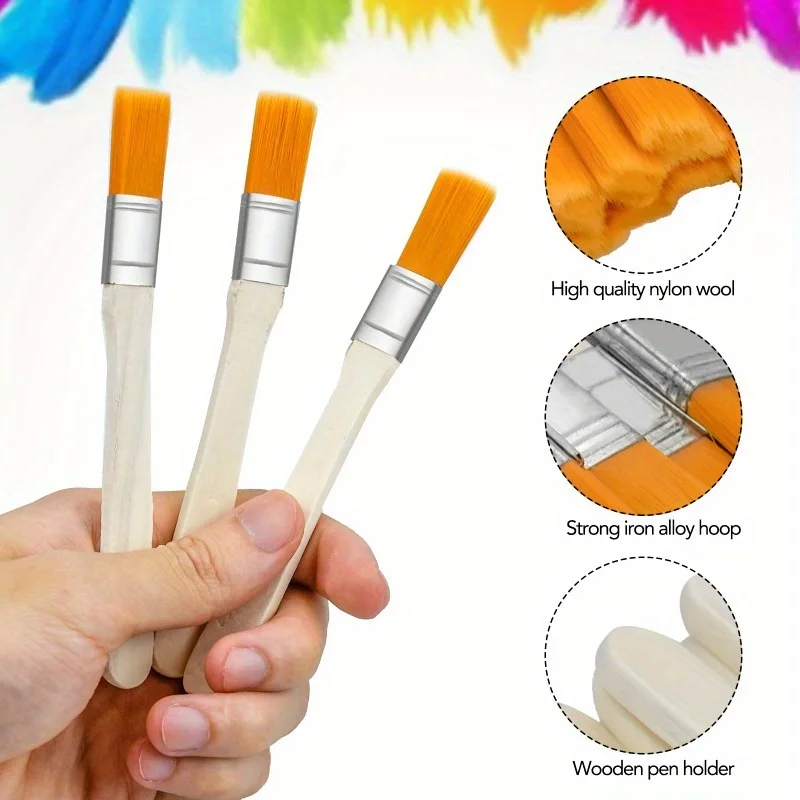 10/20 piezas pincel de pintor, cerdas pequeñas de nailon, pincel plano para pintura al óleo, suministros de pintura artística, pintura de pared DIY, juego de pinceles de pintura