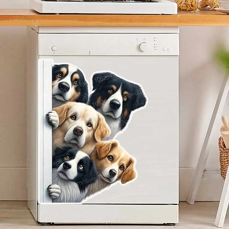 Cute Dog Stickers Self-Adhesive Wall Door Blocking Home Decoration Lying And Peeking Theme for Kids And Pet Lovers AA62