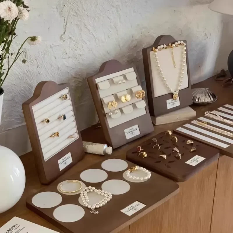 Walnut jewelry display rack storage rack, suitable for necklaces, earrings, rings, store counters, dressers, display cases