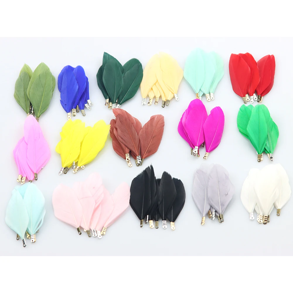 45mm 12pcs/LOT Colorful Natural Feather Tassel DIY Bracelet Necklace Home Decor Craft Jewelry Accessories Pendant Charm