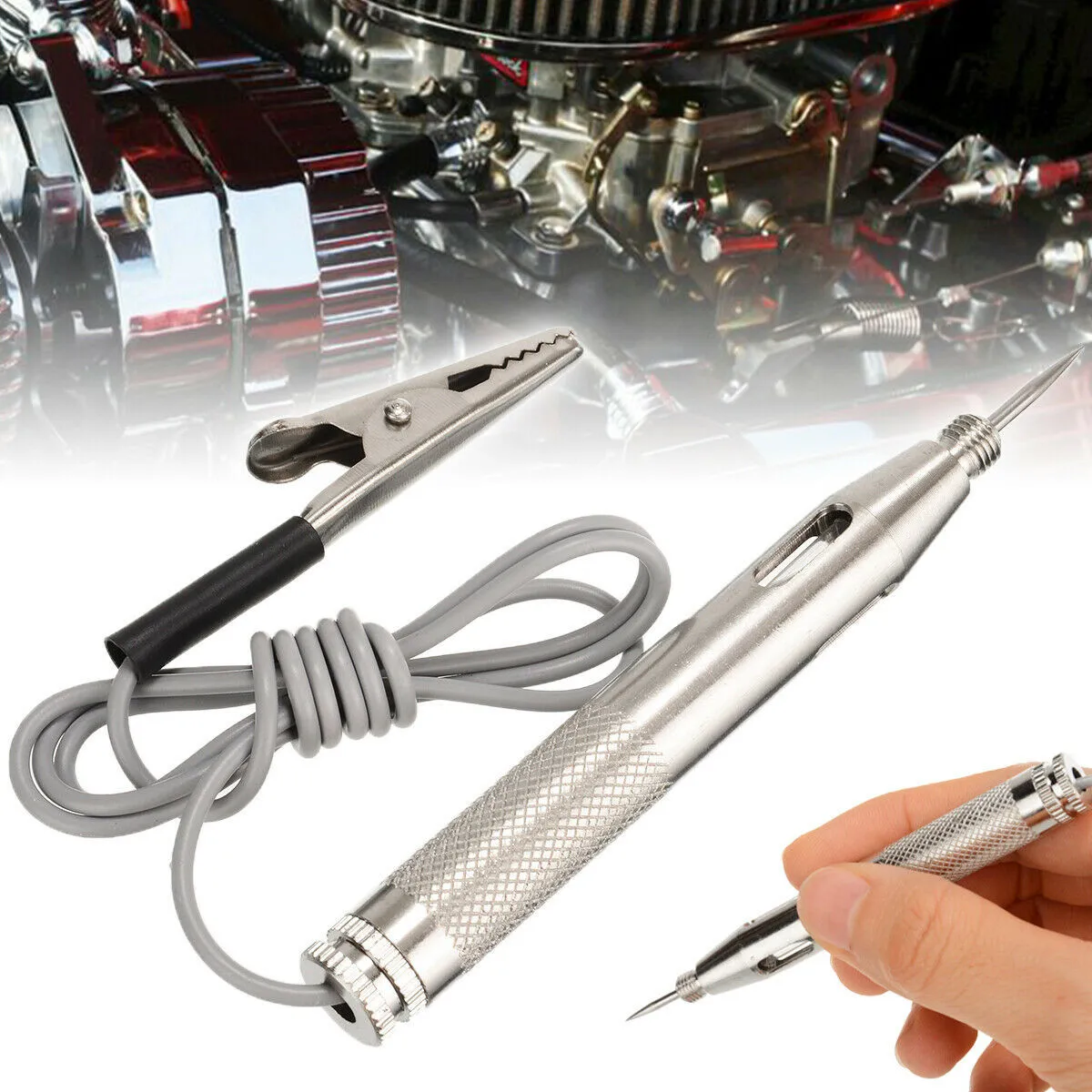 Car Auto Circuit Fuse Voltage Tester Test Light Probe Pen Pencil DC 6V/12V/24V Cable Clip Automotive Circuit Fuse Voltage Tester