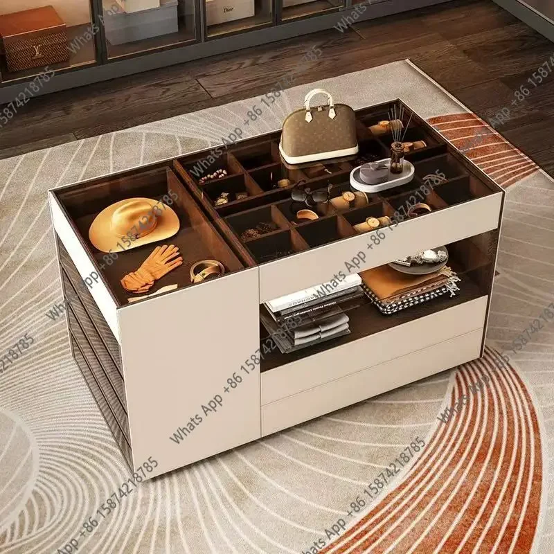 X J Italian Minimalist Wardrobe Island Cabinet Bedroom Dressing Table Chest Of Drawers All-in-one