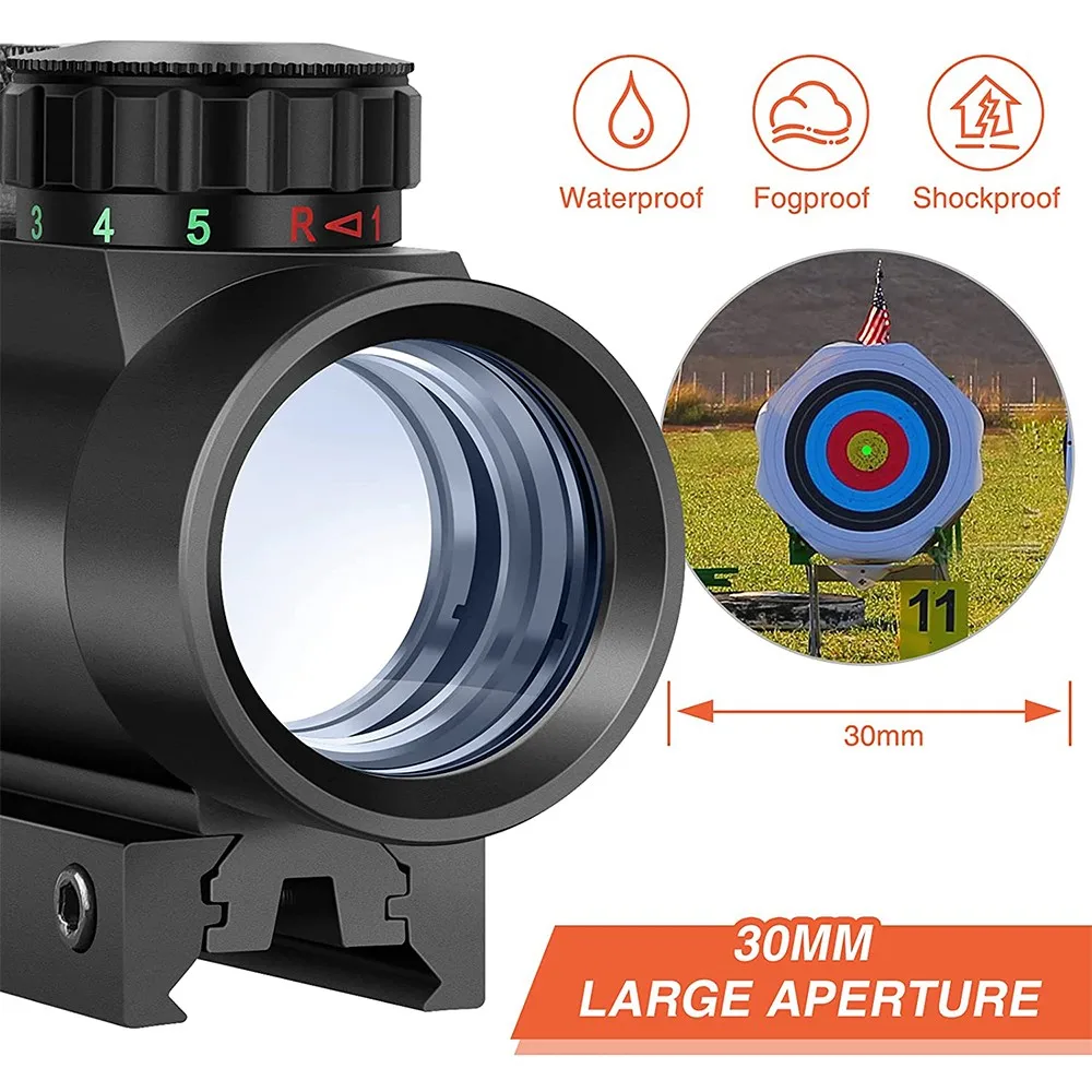 Red Dot Sight Tactical 1x30mm Red Dot Scope Optical Sight 11/20mm Picatinny Rail Mount for Hunting Shooting Airsoft Equipments