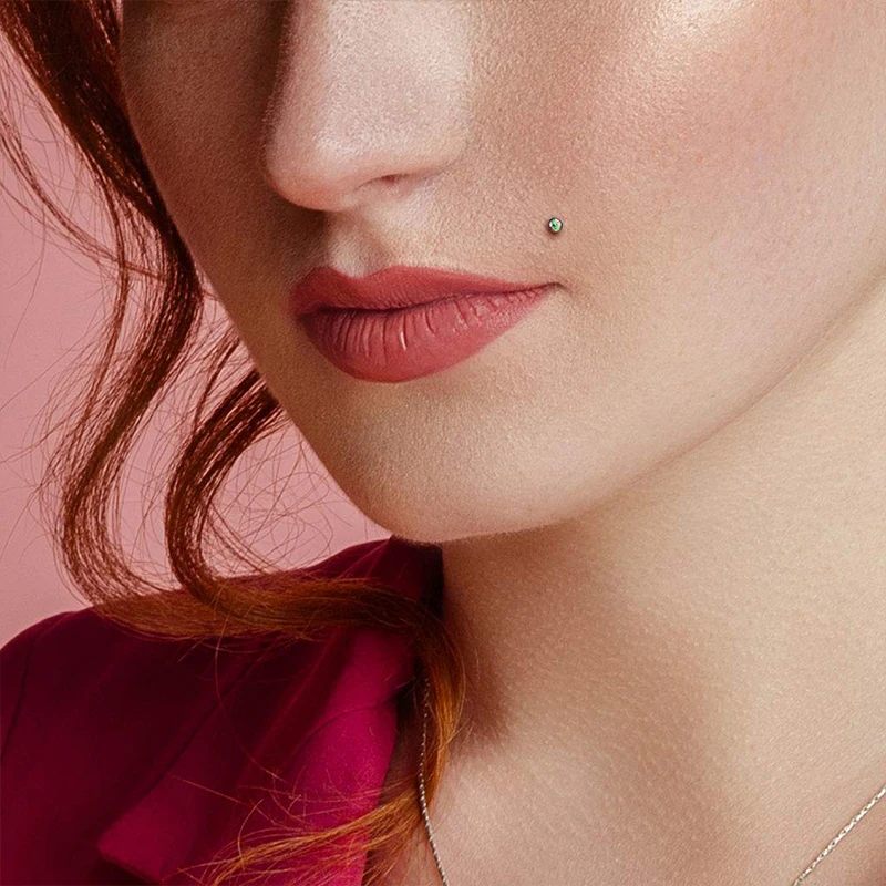 16G Surgical Steel Ball Top CZ Lip Septum Stud Labret Tragus Piercing Jewelry Earring, 6mm / 8mm / 10mm Cubic Zircon Ear Stud view 6
