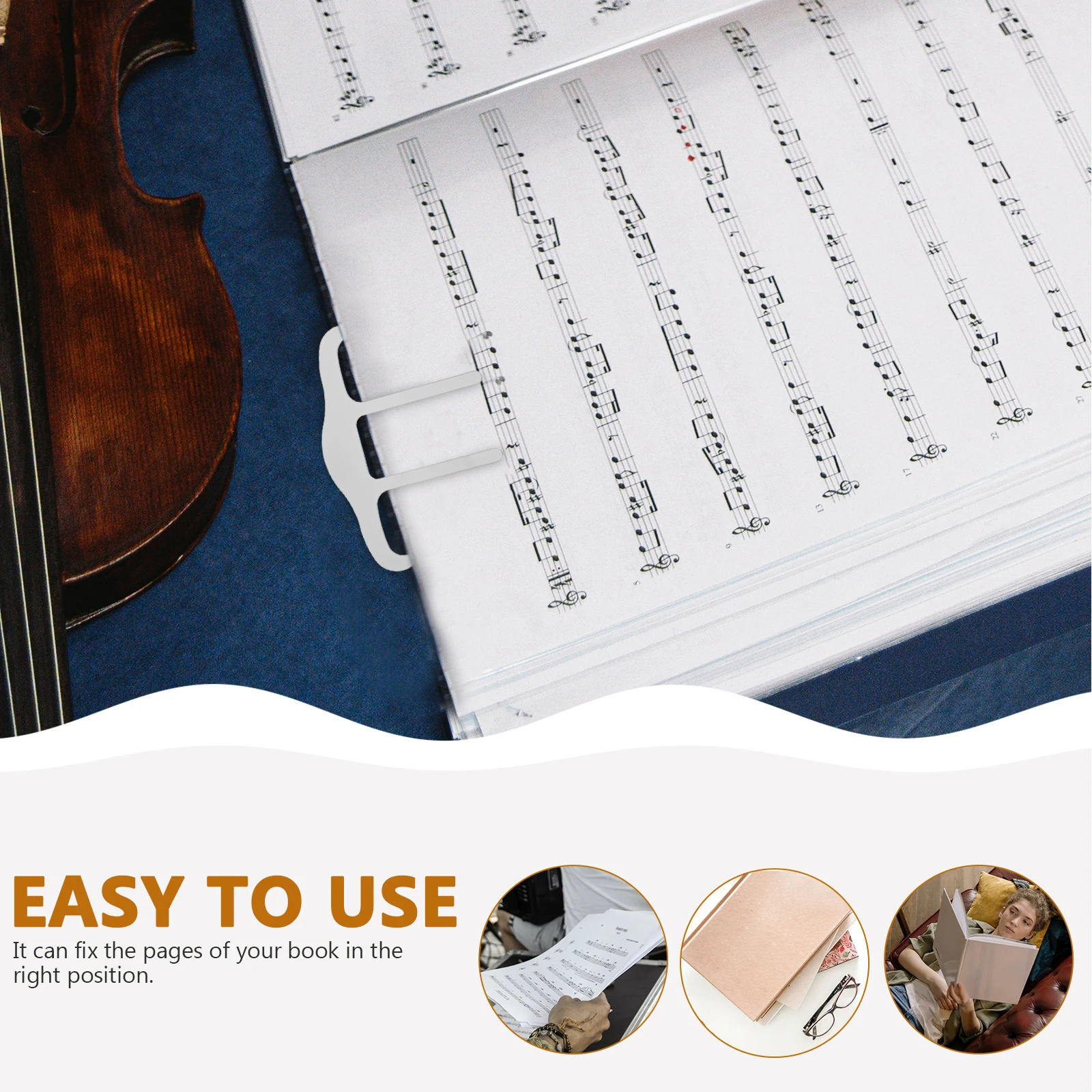 

2pcs Copper Piano Music Sheet Clip Small Metal Score Holder for Book Notation Hands Free Exquisite Design