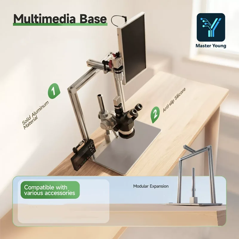 YCS Master Yang Modular Expansion Microscope Stand Solid Aluminum Alloy Multimedia Base Holder PCB Phone Repair Tool