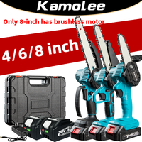 Kamolee Brushless Electric Chain Saw 24V 4/6/8 Inch Mini Chainsaw Wood Cutter Pruning Garden Power Tool For Makita 18V Battery