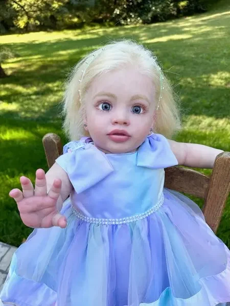 DLS Customized 26INCH Reborn Baby Pippa With Hand-Rooted Hair Already Finished Doll With White Hair