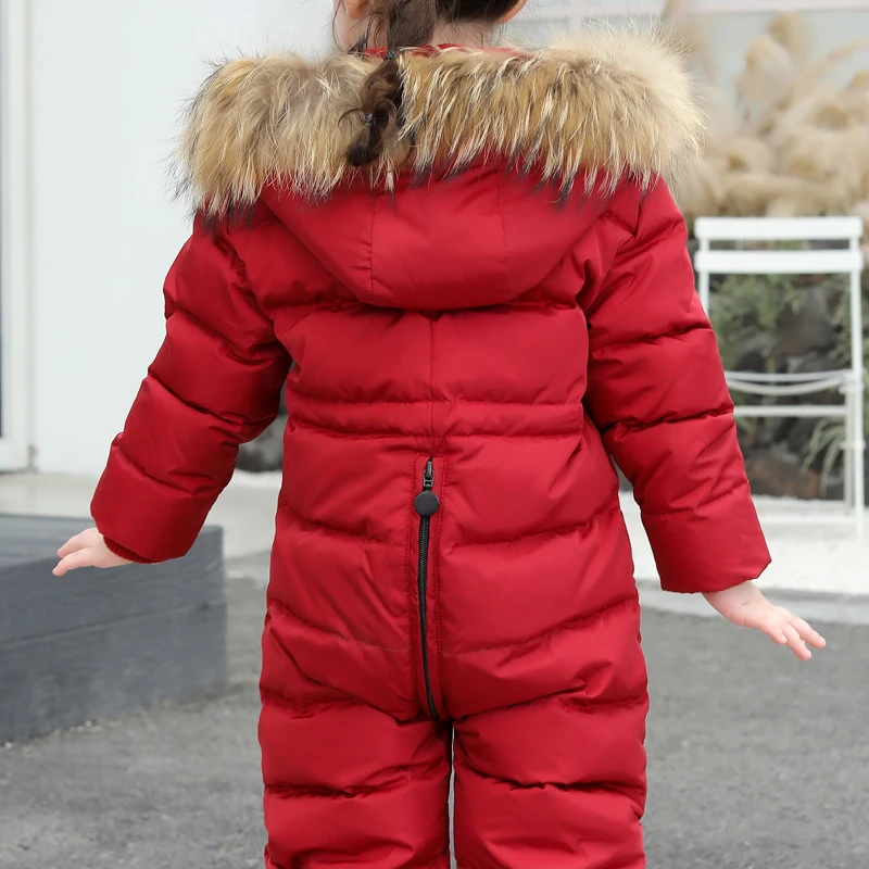 2024 Kids Winter piece down jacket children waterproof warm outdoor ski wear baby winter thick warm Snowsuit Fur Coat 2-6Years