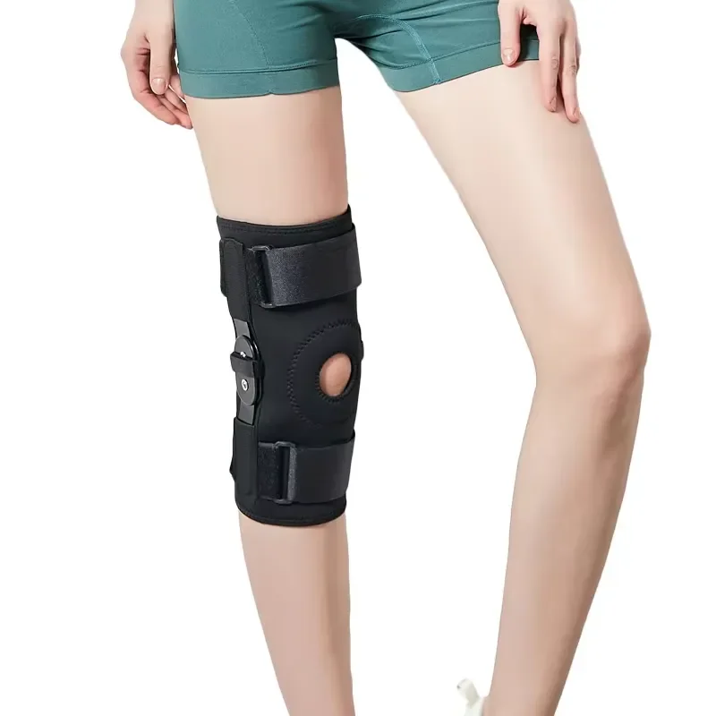 Heavy Duty Hinged Knee Pads with Reinforced Steel Plate - Adjustable Support for ACL Recovery and Sports Protection