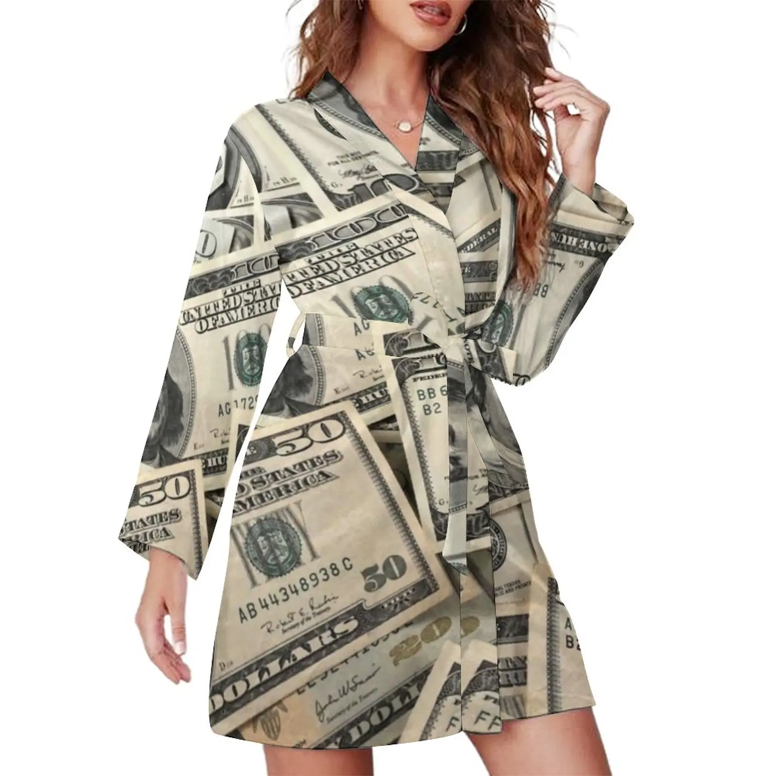 Dollar Pajama Robe Money Wrap comodo abito moglie stampato Lounge indumenti da notte caldi