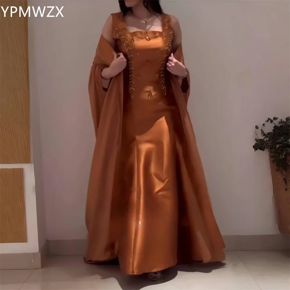 

Customized Evening Dress Formal Party Occasion YPMWZX Square Collar Column Floor Length Skirts Applique Bespoke Dresses