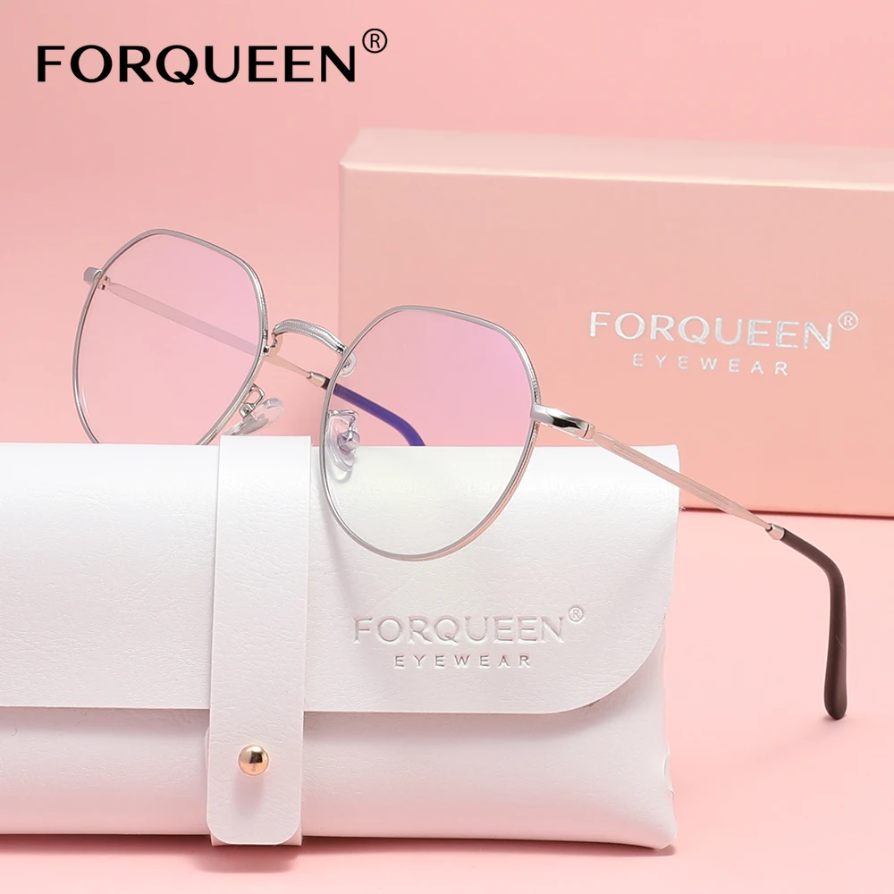 forqueen-ブルーライトブロックメガネ男性-女性ラウンド眼鏡透明レンズ抗ブルーレイ眼鏡