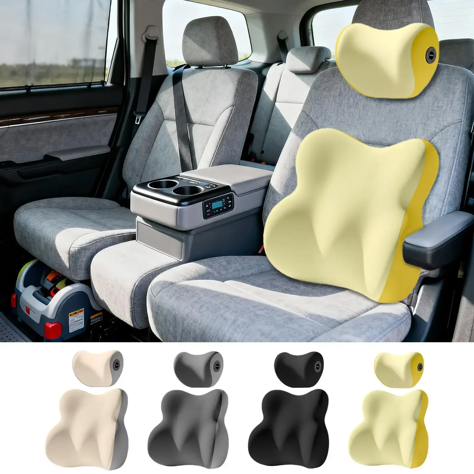 Car Lumbar L Shape Memory Foam Seat Cushion Driver Increased Backrest Pillow Car Seat Office Chair Universal