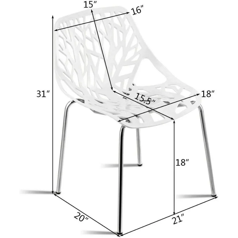 Giantex zestaw 6 nowoczesne krzesła do jadalni w/plastikowe ochraniacze na nóżki do układania w stosy krzesła styl geometryczny meble do jadalni