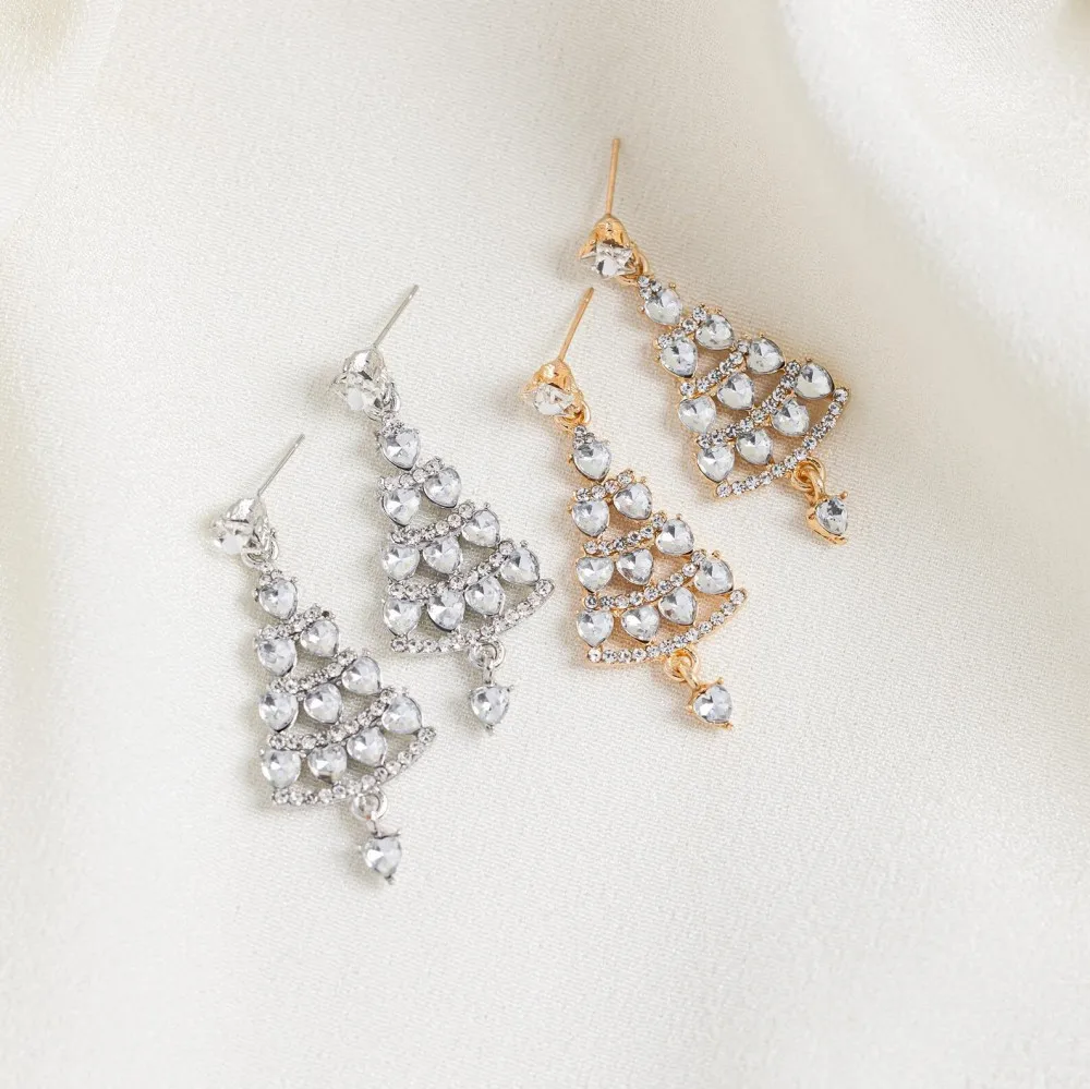 سباركلي حجر الراين ستار شجرة عيد الميلاد الحلي استرخى أقراط للنساء بيان عطلة الزفاف مجوهرات الزفاف هدية