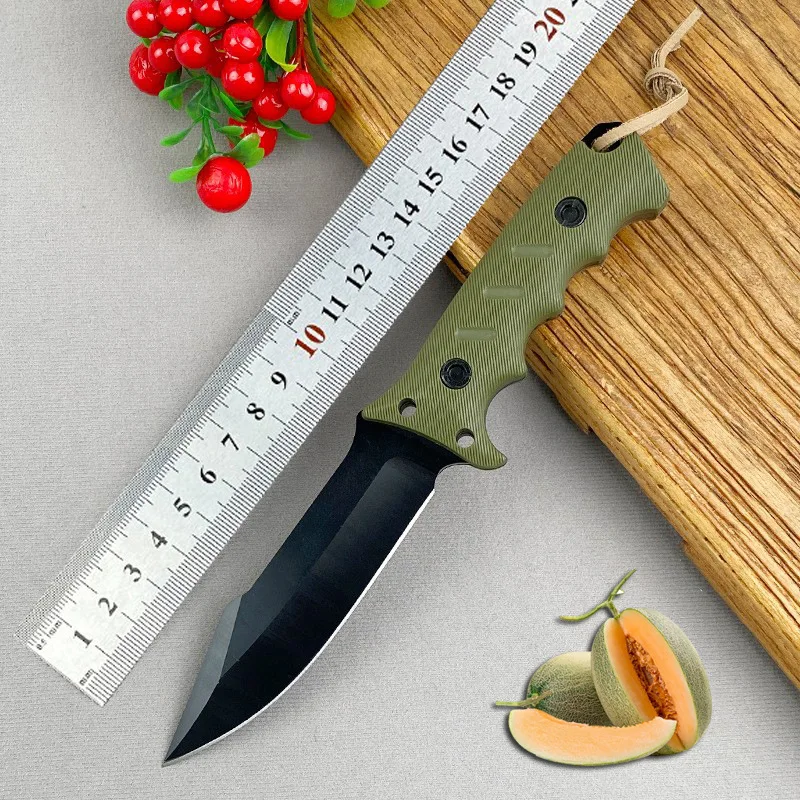 Outdoor high hardness small knife with K sheath Amazon field survival tactical knife practical outdoor straight knife