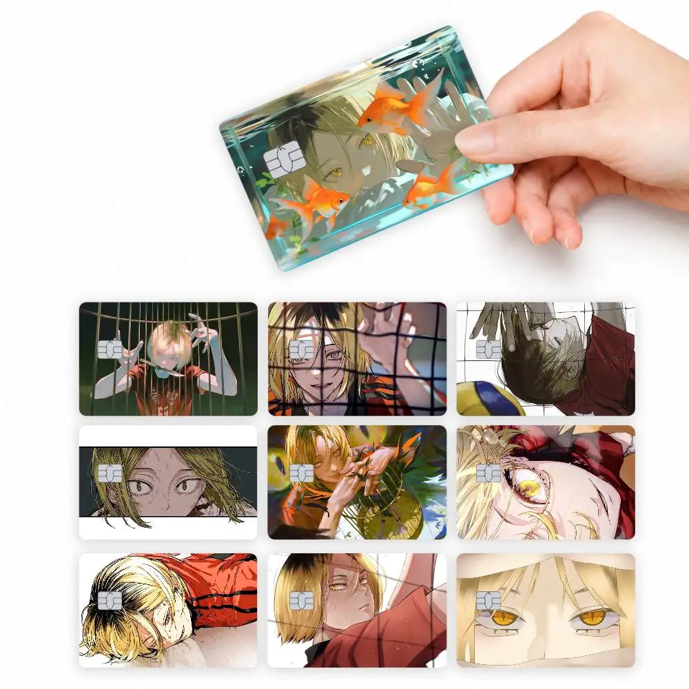 Anime Kenma Kozume  4pcs Credit Card Skin Stickers Suitable for Bank Debit Subway Bus Transit Pass Decorative Cover
