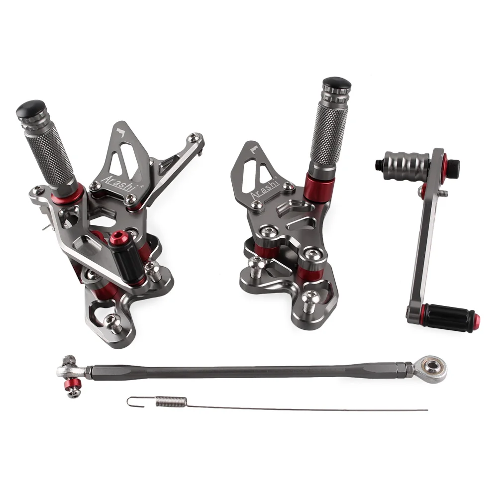 Aluminum Alloy Gray Motorcycle Rearset Foot Pegs Adjustable Footrest For Suzuki GSXR600 2015 / GSXR 600 15