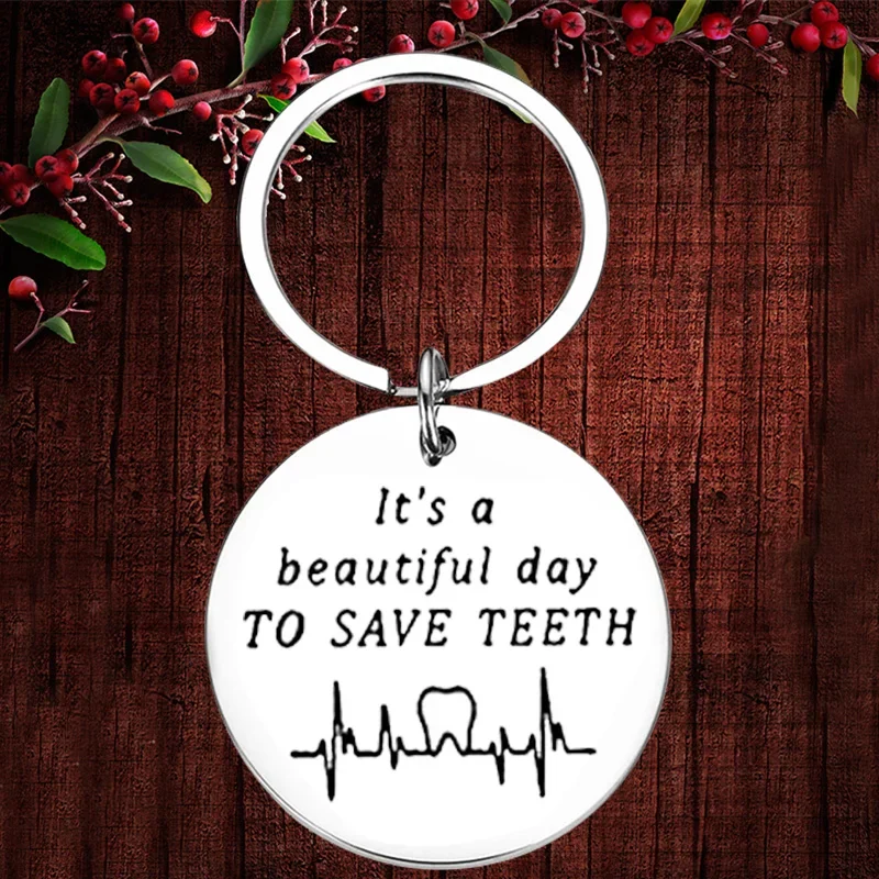 Charm Heartbeat Keychain Pendant Dentist Nurse Doctor Gifts Key Chains It’s a beautiful day to save teeth