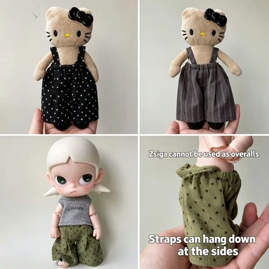 Doll Overalls Long Trousers Mini Casual Pants Fit for 1/8 BJD Zsiga and Cotton Doll, Doll Dress‑up Clothing Accessories