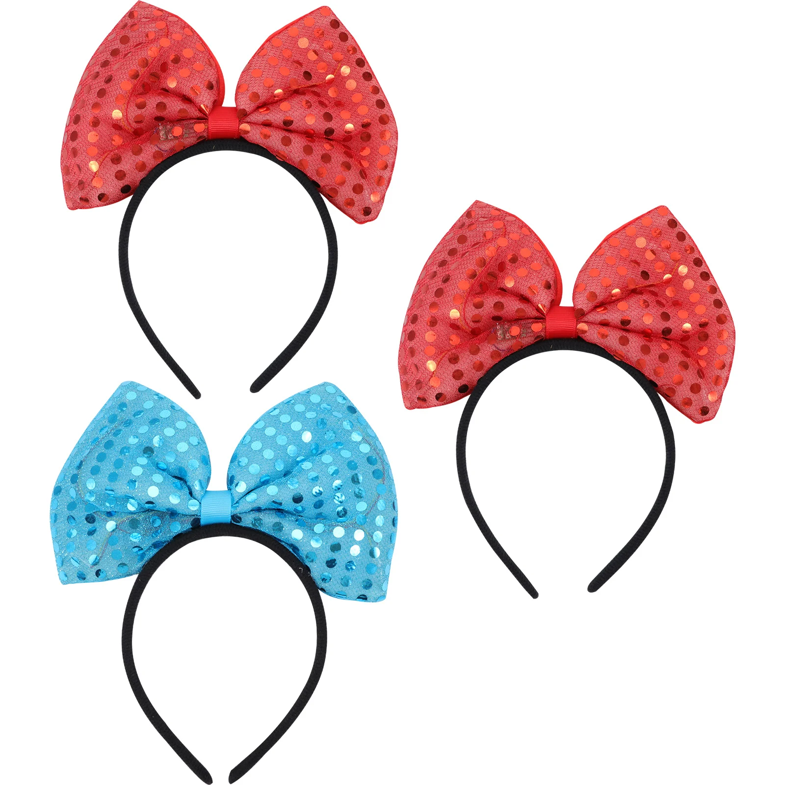 

3 Pcs Glowing Bow Headband Hair Hoop Headwear Christmas Accessories Headbands Sequins Xmas Accessory