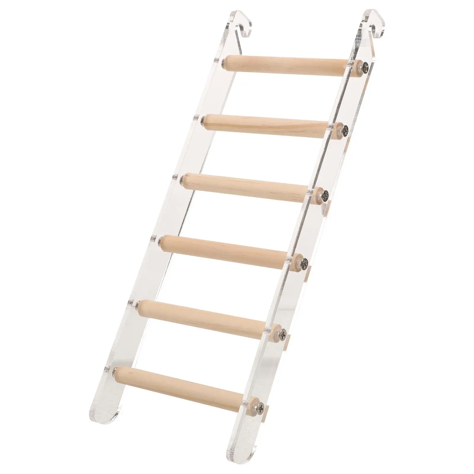 

Acrylic Bird Ladder 6 Layers Climbing Step Toy for Parrots Budgie Training Pet Supplies Wooden Parakeet Ladder Accessories