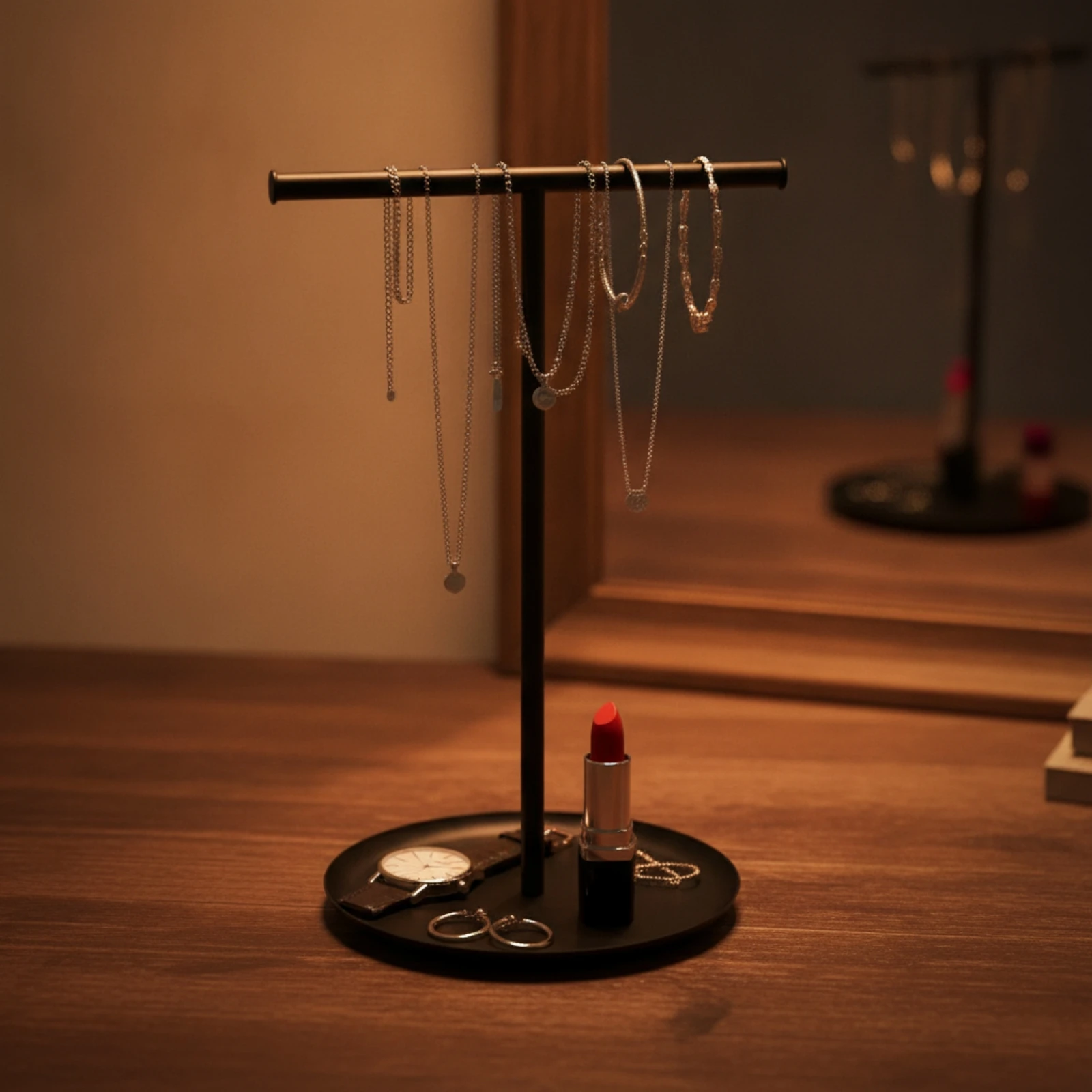 T-Shaped Bar Jewelry Stand Tabletop T-Shaped Bar Necklace Organizer Stand Necklace Holder Minimalist Bracelet Organizer