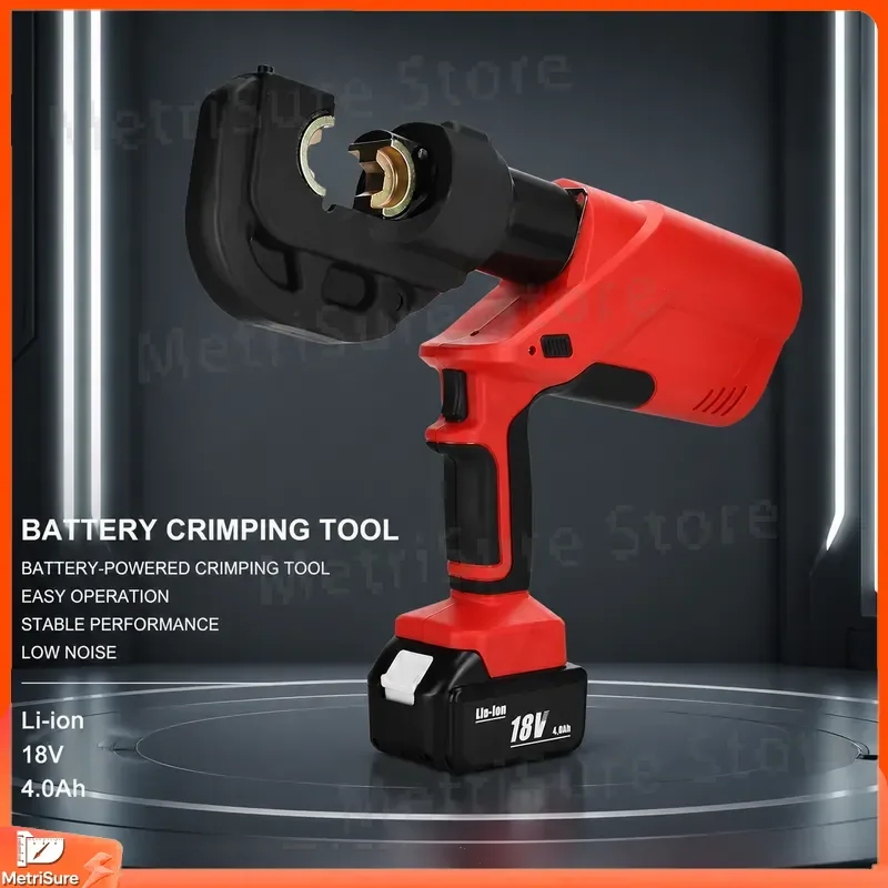 18V Cordless Hydraulic Crimping Tool Battery Powered Cable Lug Terminal Crimper Plier Set 10-400mm2 Wire Compression Punch
