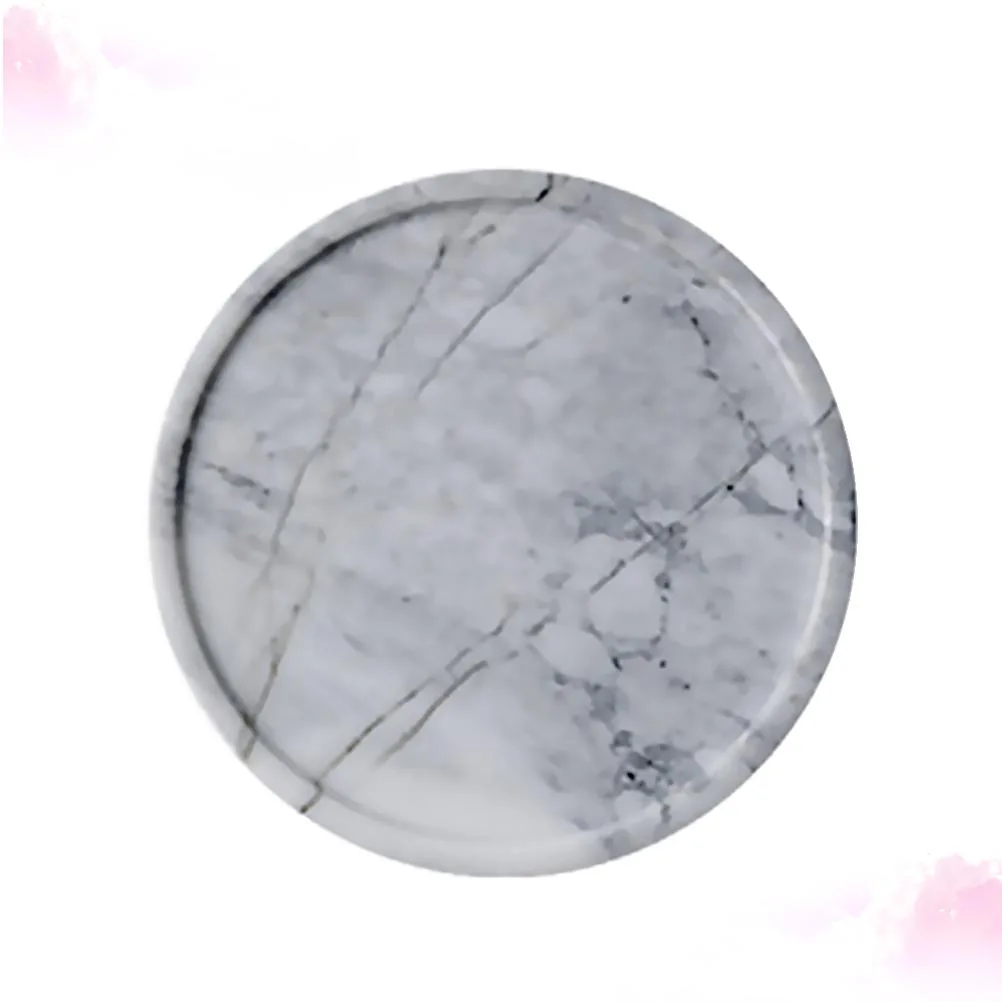

Marble Tray Dish Dried Fruit Dessert Plate Easy Clean Home Party Use for Snacks Appetizers Storage Grey Dessert Plate
