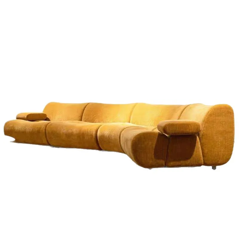Designer Fabric Bamboo Sofa Italian Minimalist Living Room Curved Module Combination Fabric