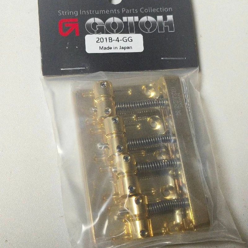GOTOH 201B-4 Electric Bass Bridge Brass Saddle 4 Strings Gold Chrome Made In Japan
