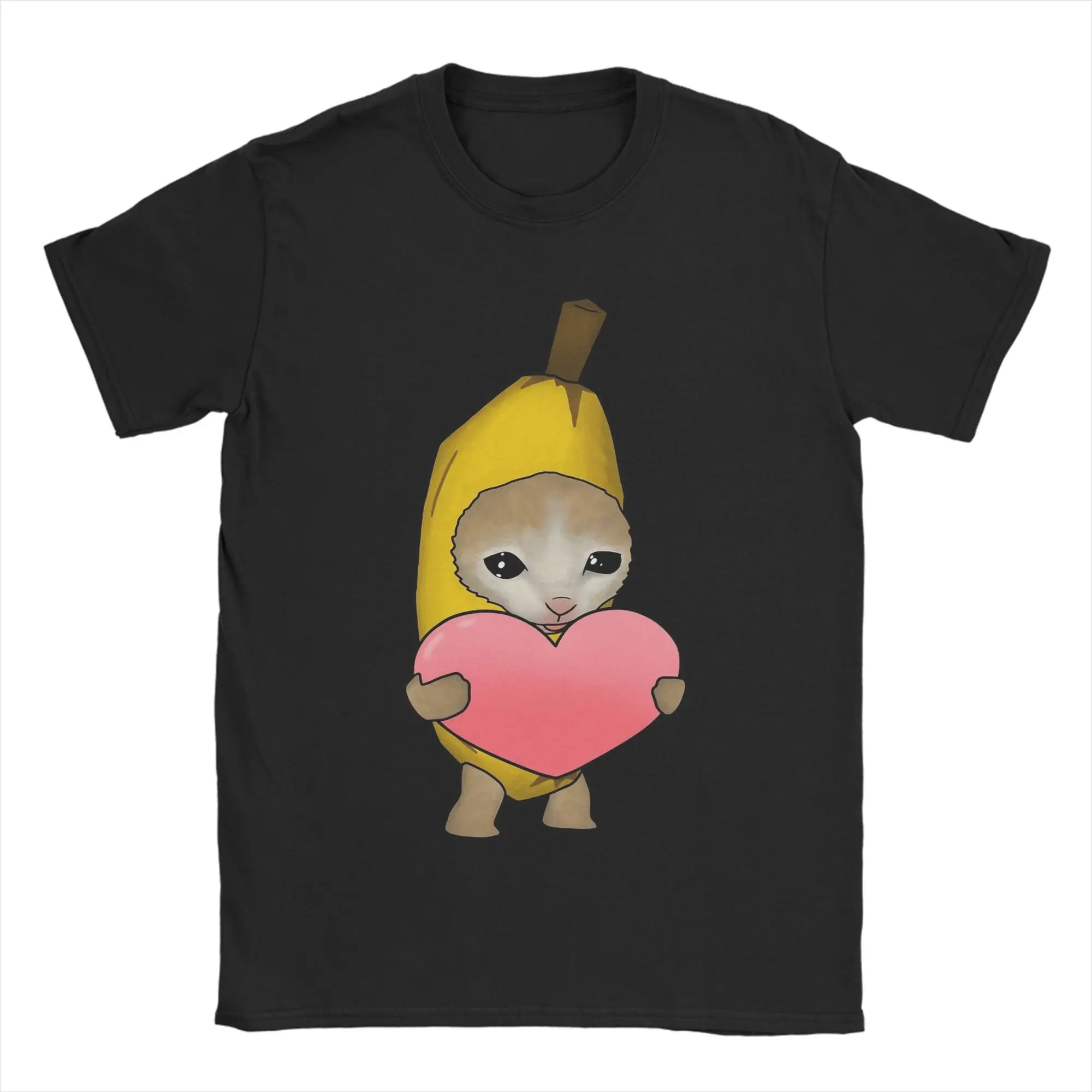 Arty love banana cat meme T-Shirt Unisex Cotton Clothing Priting  O-neck Short Sleeve