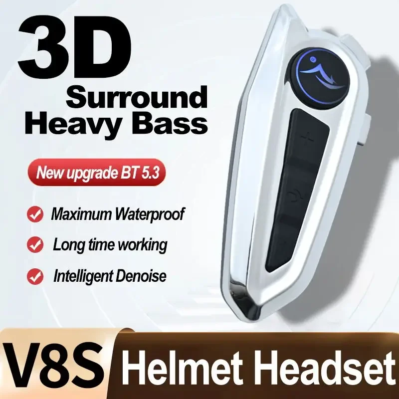 BLAISE V8S Motorcycle Bluetooth Intercom Music Sharing 1000m 2 Riders Group Helmet Communication Speaker Headset Interphone