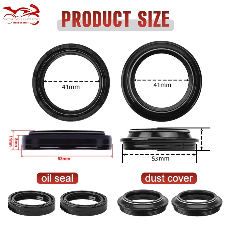 41x53x8/11 Motor Oil Seal Fork 41mm For Yamaha FZR FZS YZF TT XJ 600 R6 R3 MT-07/09 XVS 950 1100 1300 XV1700 YP400 YZF WR DT 125